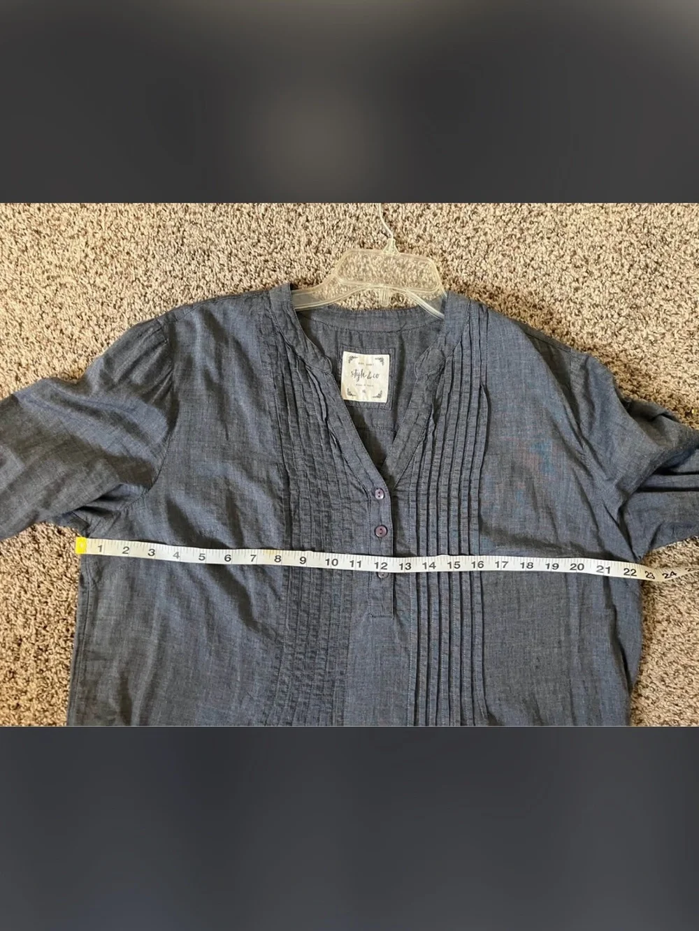 Style & Co. Indigo Blue Embroidered Peasant Tunic - Picture 5 of 10
